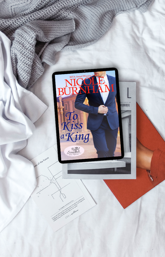 Ereader displaying the cover of To Kiss a King